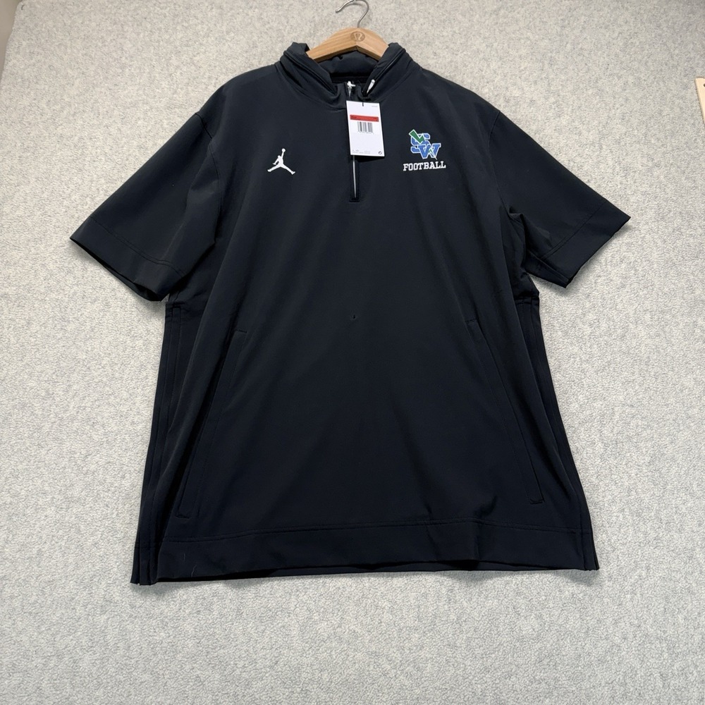 Nike Jordan Football Short Sleeve 1/4 Zip Pullover Jacket Black Men's Large NWT